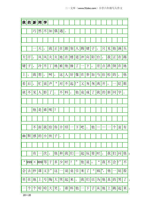 小学六年级写人作文：我的新同学