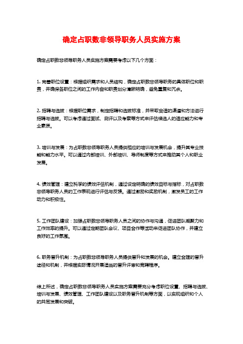 确定占职数非领导职务人员实施方案