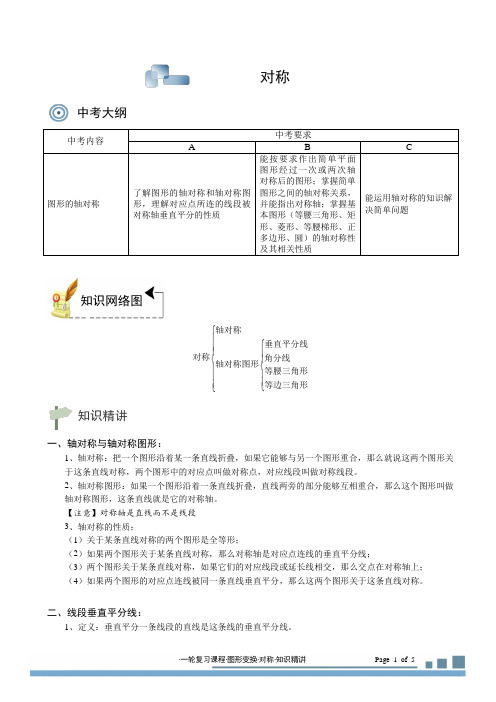 (完整word版)图形变换对称.知识精讲(2014-2015)