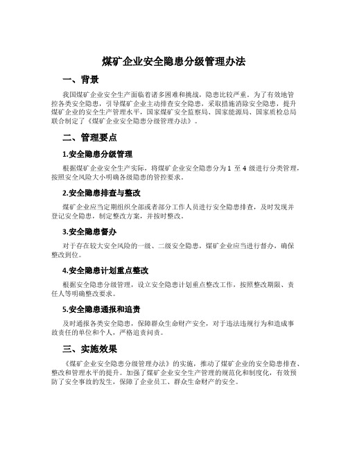 煤矿企业安全隐患分级管理办法