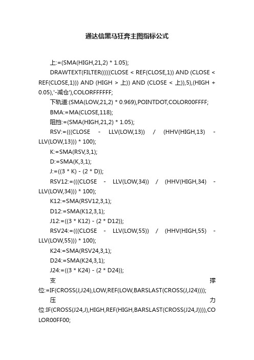 通达信黑马狂奔主图指标公式