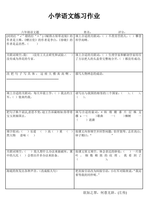 六年级语文课课通训练IV (11)