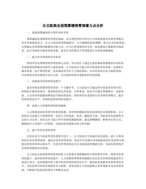 公立医院全面预算绩效管理着力点分析