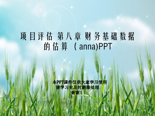 项目评估 第八章 财务基础数据的估算 (anna)PPT