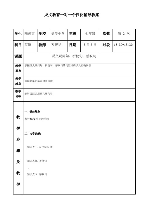 反义疑问句,祈使句,感叹句教案