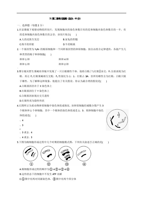 高一人教版生物必修二第二章单元检测+Word版含答案