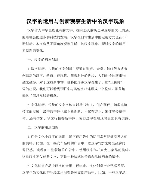 汉字的运用与创新观察生活中的汉字现象