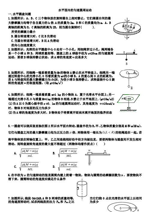 水平面内匀速圆周运动