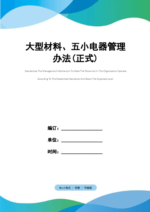 大型材料、五小电器管理办法(正式)