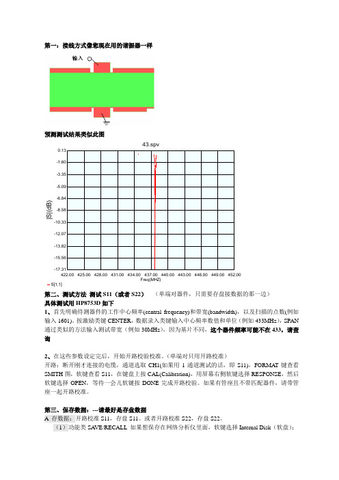 S11 HP8753D 网络分析仪简单用法