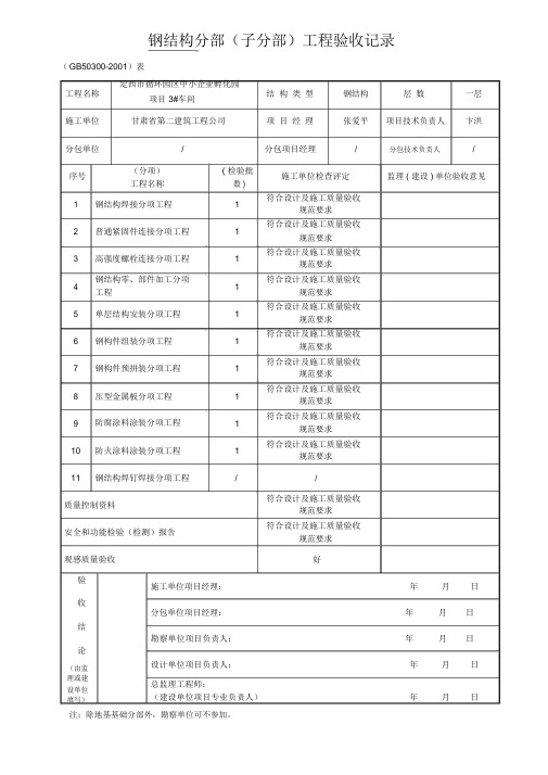 钢结构分部工程验收记录表.docx