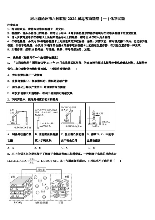 河北省沧州市六校联盟2024届高考猜题卷(一)化学试题含解析