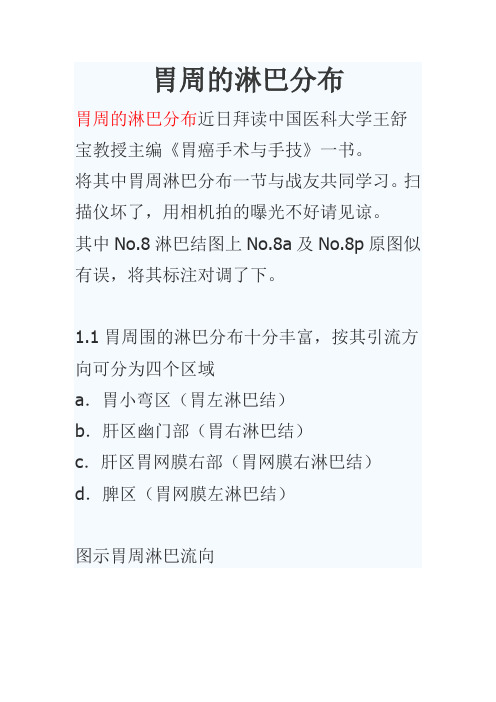 胃癌的20组淋巴结