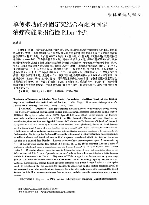 单侧多功能外固定架结合有限内固定治疗高能量损伤性Pilon骨折