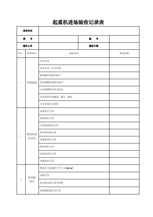 起重机、汽车起重机验收记录