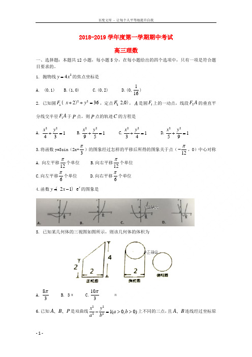 江西省宜丰中学2019届高三数学上学期期中试题理