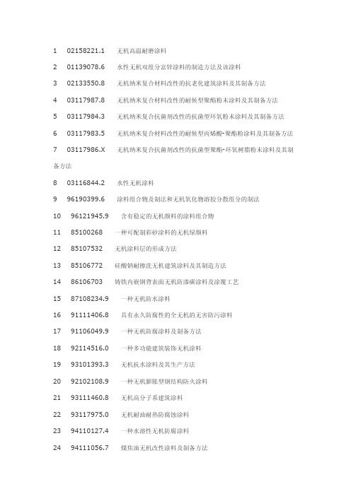 无机涂料工艺及无机涂料制备应用技术