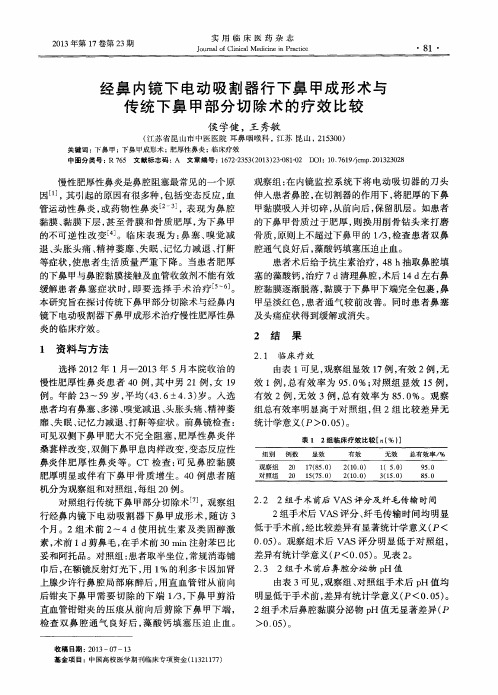 经鼻内镜下电动吸割器行下鼻甲成形术与传统下鼻甲部分切除术的疗效比较