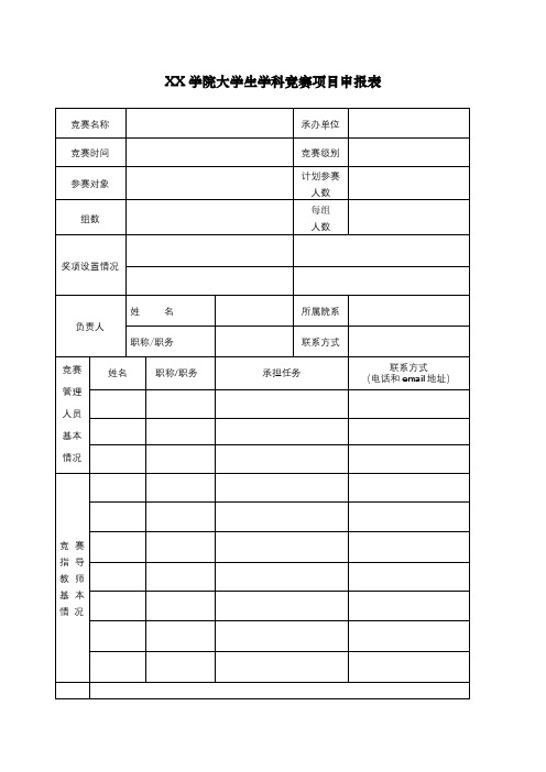 闽江学院大学生学科竞赛项目申报表【模板】