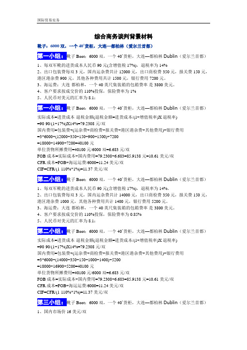 综合商务谈判背景材料-国际贸易实务