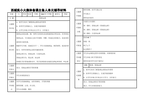 体育李波大集体备课主备人单元辅导材料