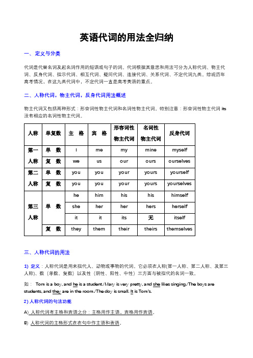 英语代词的用法全归纳