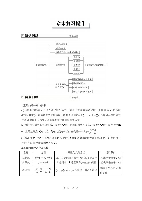 【人教A版】高中数学必修二：第3章《直线与方程》导学案设计(含答案)