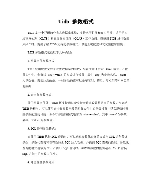 tidb 参数格式