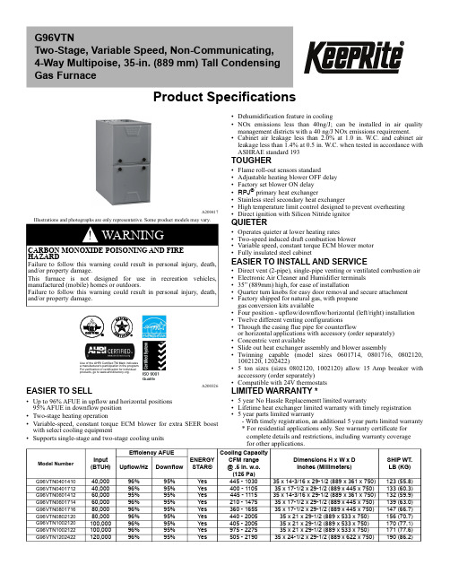 Carrier Infinity 20 Gas Furnace说明书