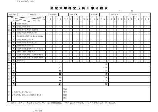 机械设备日常点检表汇总