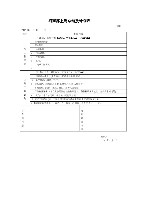 招商部每周工作表