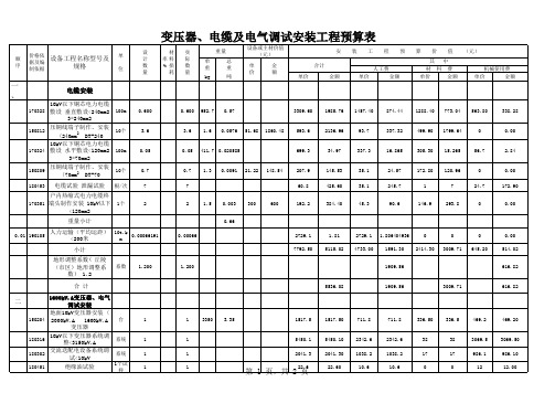 变压器安装预算201611