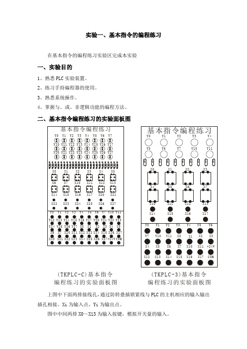 PLC原理及应用实验指导书