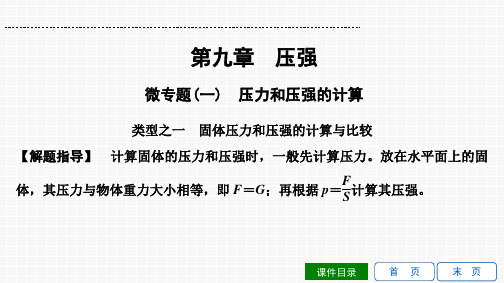 【人教版物理八年级下册】第九章微专题(一) 压力和压强的计算(习题课件)