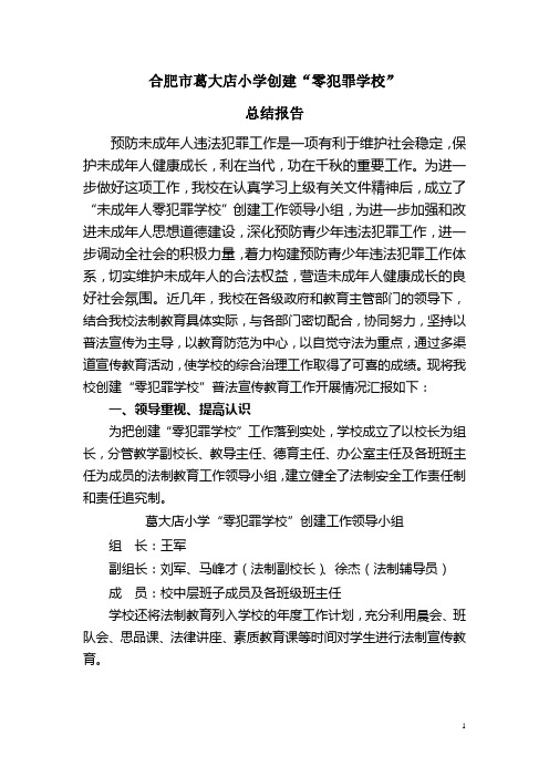 葛大店小学创建零犯罪学校总结