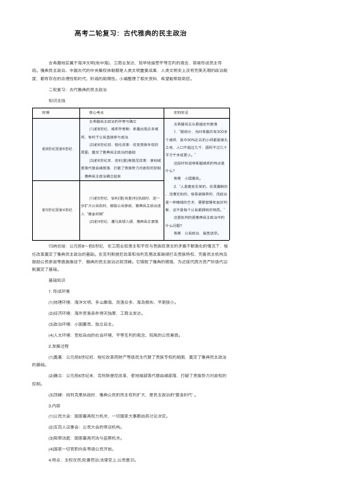 高考二轮复习：古代雅典的民主政治