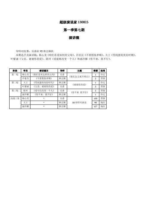 超级演说家130912演讲稿