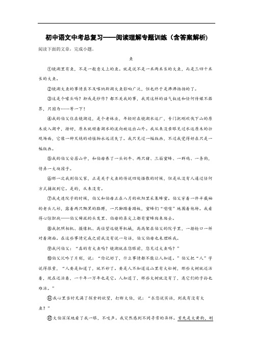 初中语文中考总复习阅读理解专题训练(鱼)