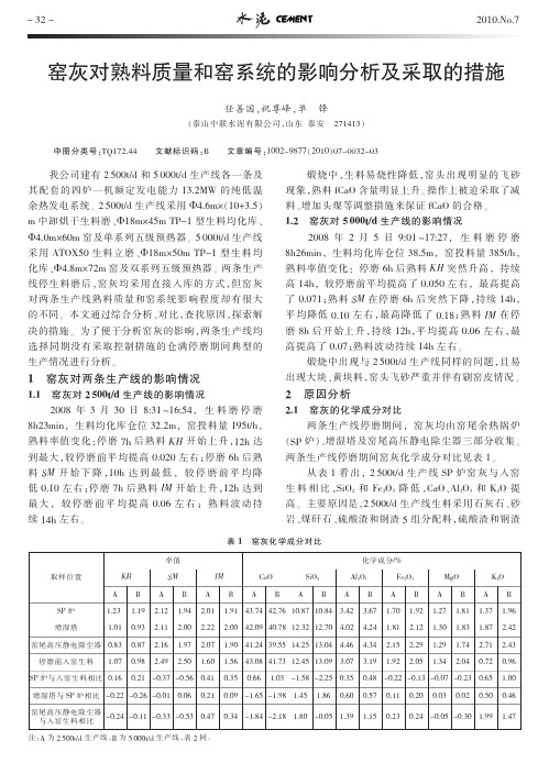 窑灰对熟料质量和窑系统的影响分析及采取的措施