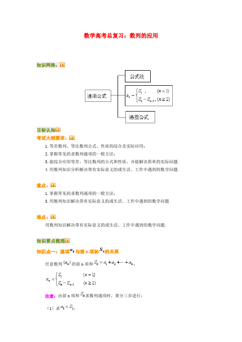高三数学总复习数列的应用理科知识点分析全国通用