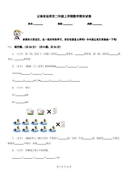 云南省昆明市二年级上学期数学期末试卷