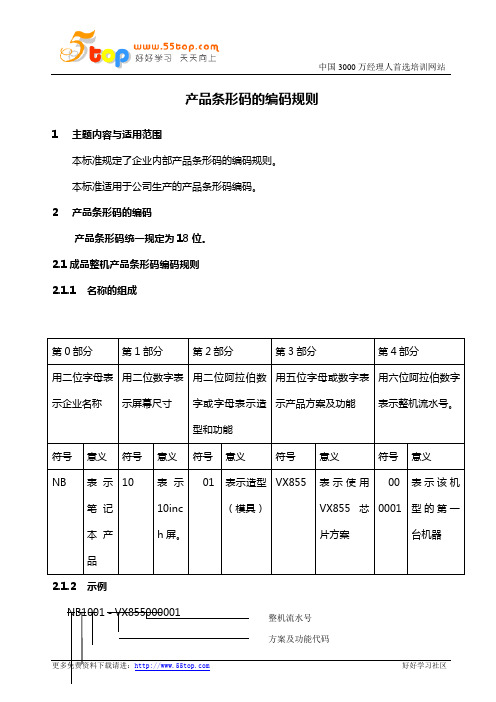 产品条形码的编码规则