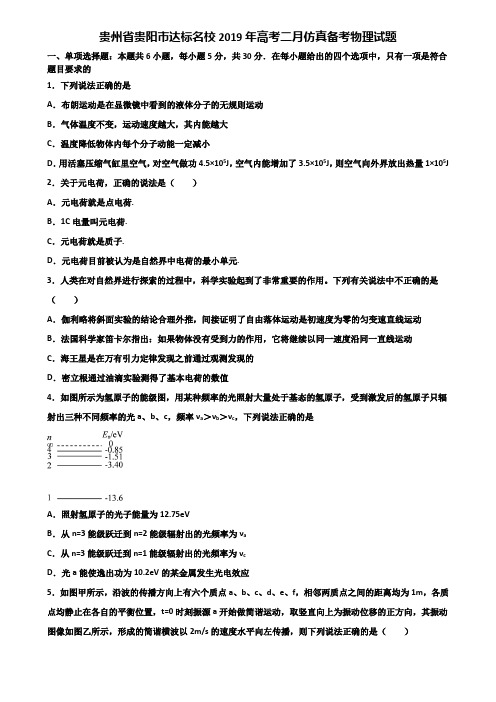 贵州省贵阳市达标名校2019年高考二月仿真备考物理试题含解析