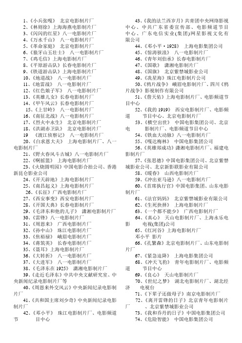 爱国主义教育电影100部