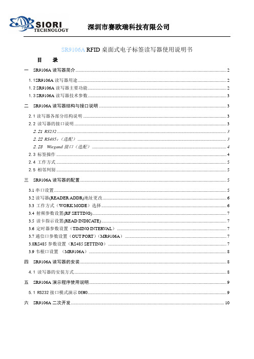SR9106A桌面式读写器用户手册