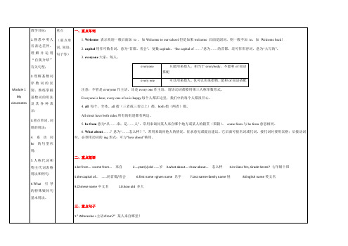 外研版英语七年级上册 Module 1   重点难点易错点梳理