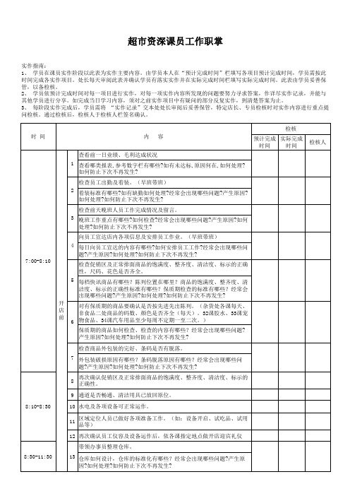 超市资深课员工作职掌