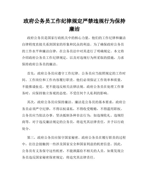 政府公务员工作纪律规定严禁违规行为保持廉洁