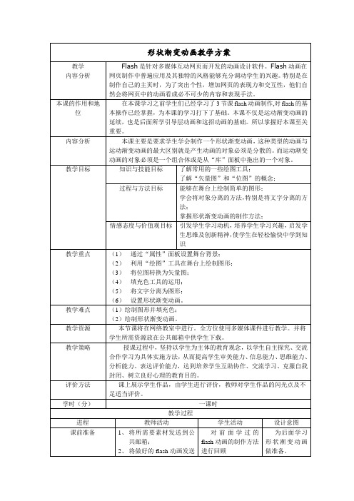 flash变形动画教学方案