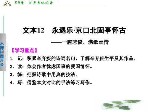 《学案导学设计》高一语文配套课件：3.4永乐遇 京口北固亭怀古(苏教必修2)